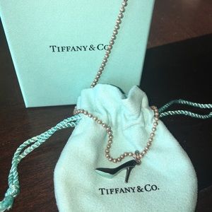 Tiffany & Co. Blue Enamel Heel Shoe Charm Necklace
